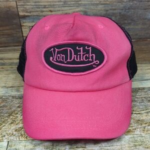 Vintage Von Dutch Pink Trucker Hat (Stained)